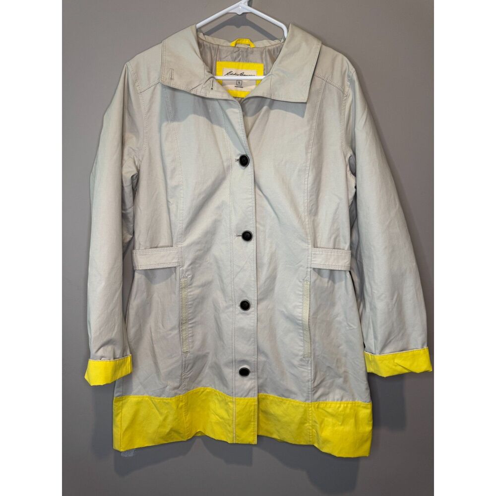 Eddie Bauer Womens TL Jacket Beige Yellow Lightweight Rain Coat Tall Large